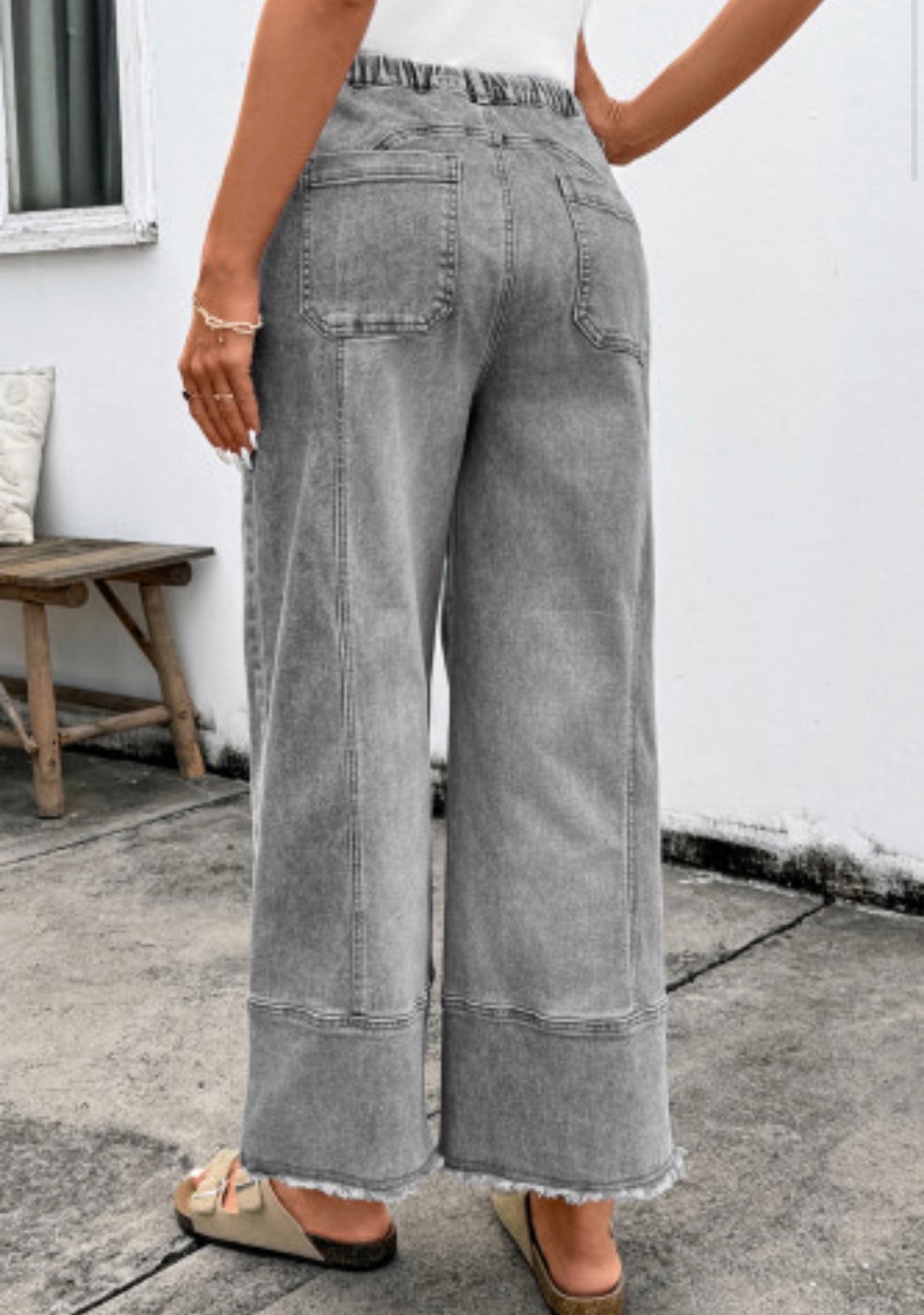 INEZ GRAY DRAWSTRING PANTS