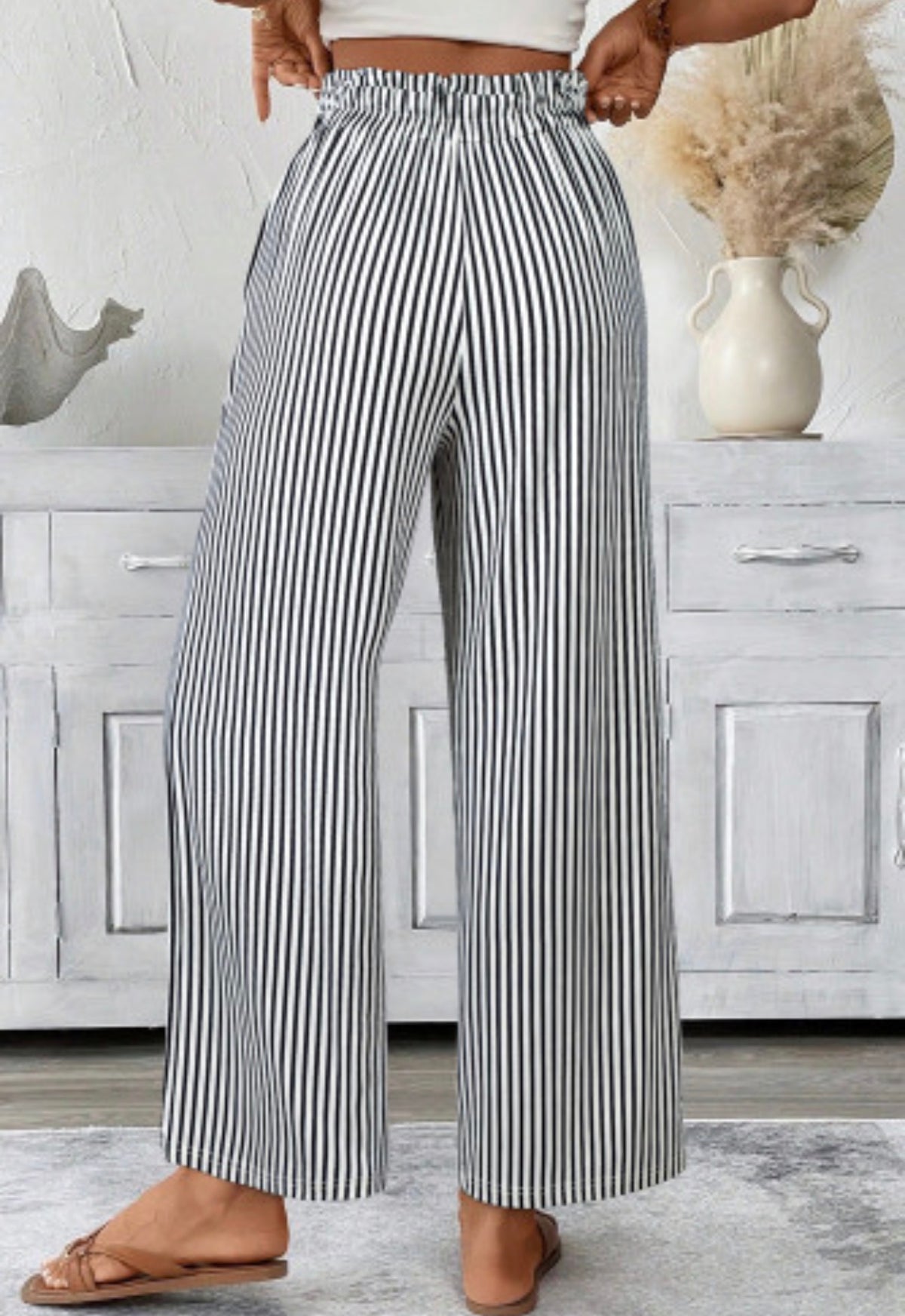 STRIPED BLACK AND WHITE PANTS