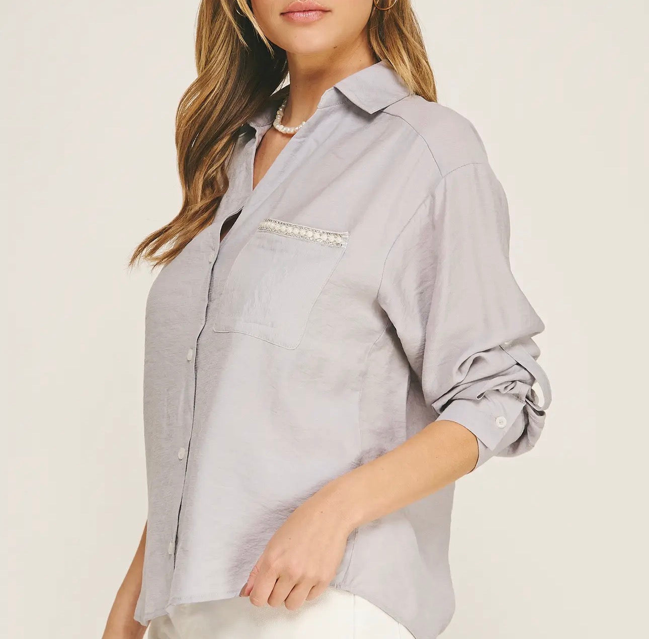 TANGE PEARL POCKET BLOUSE