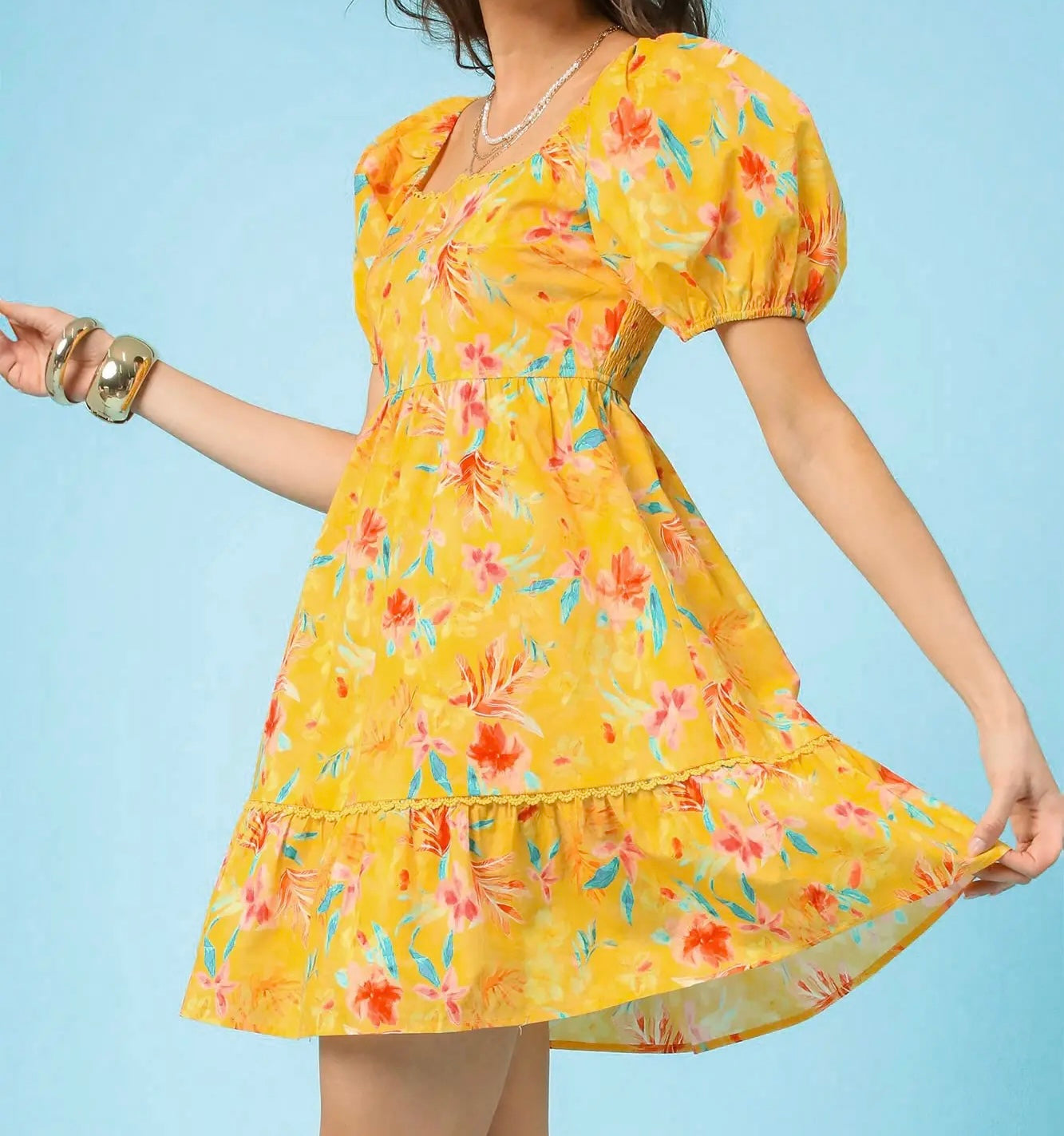 ASHER FLORAL BABYDOLL DRESS