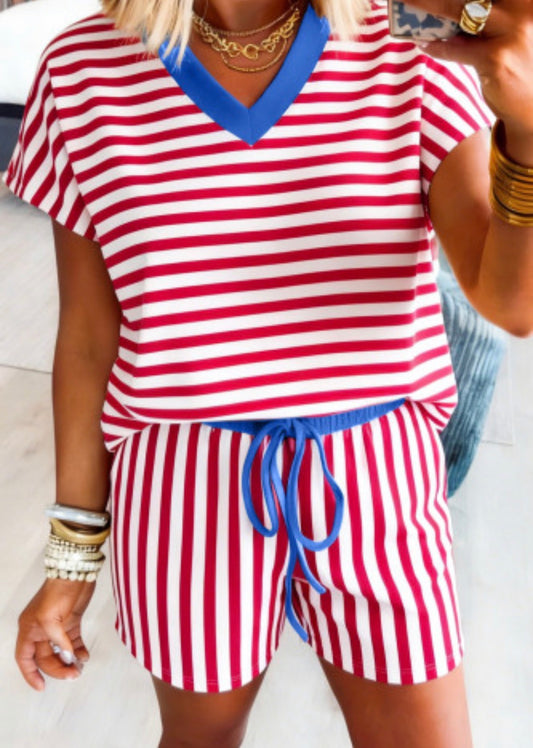 KALLUM STRIPED SHORT SET