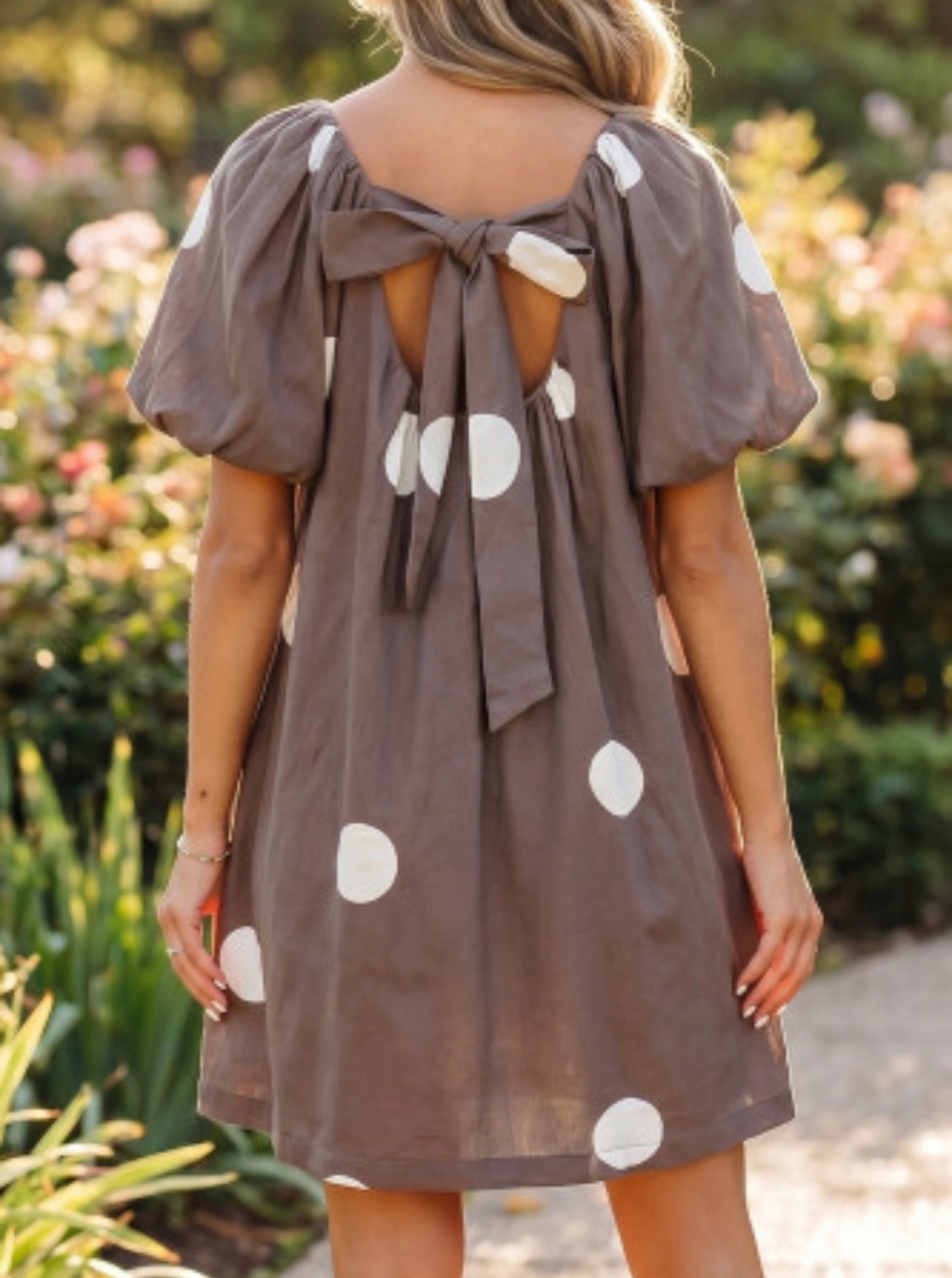 BROWN POLKA DOT MINI DRESS