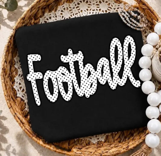 BLACK POLKA DOT FOOTBALL GRAPHIC TEE