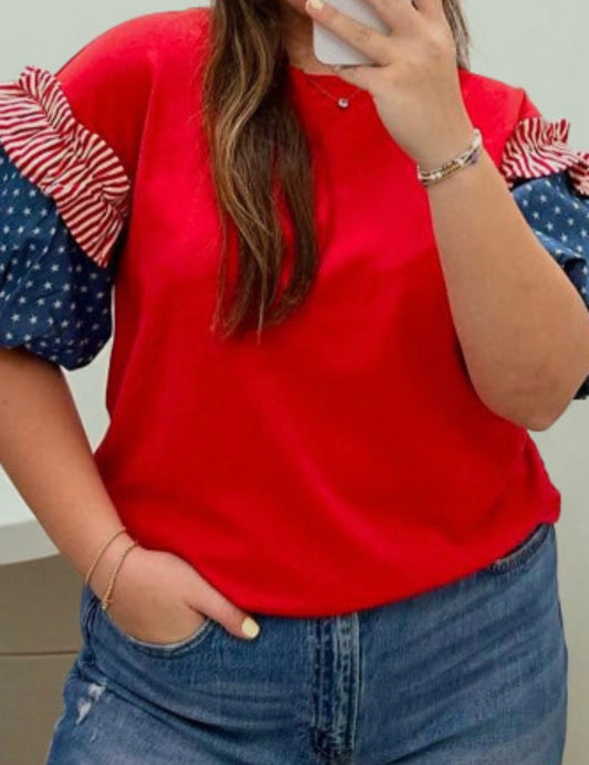 CURVY STARS AND STRIPES TOP