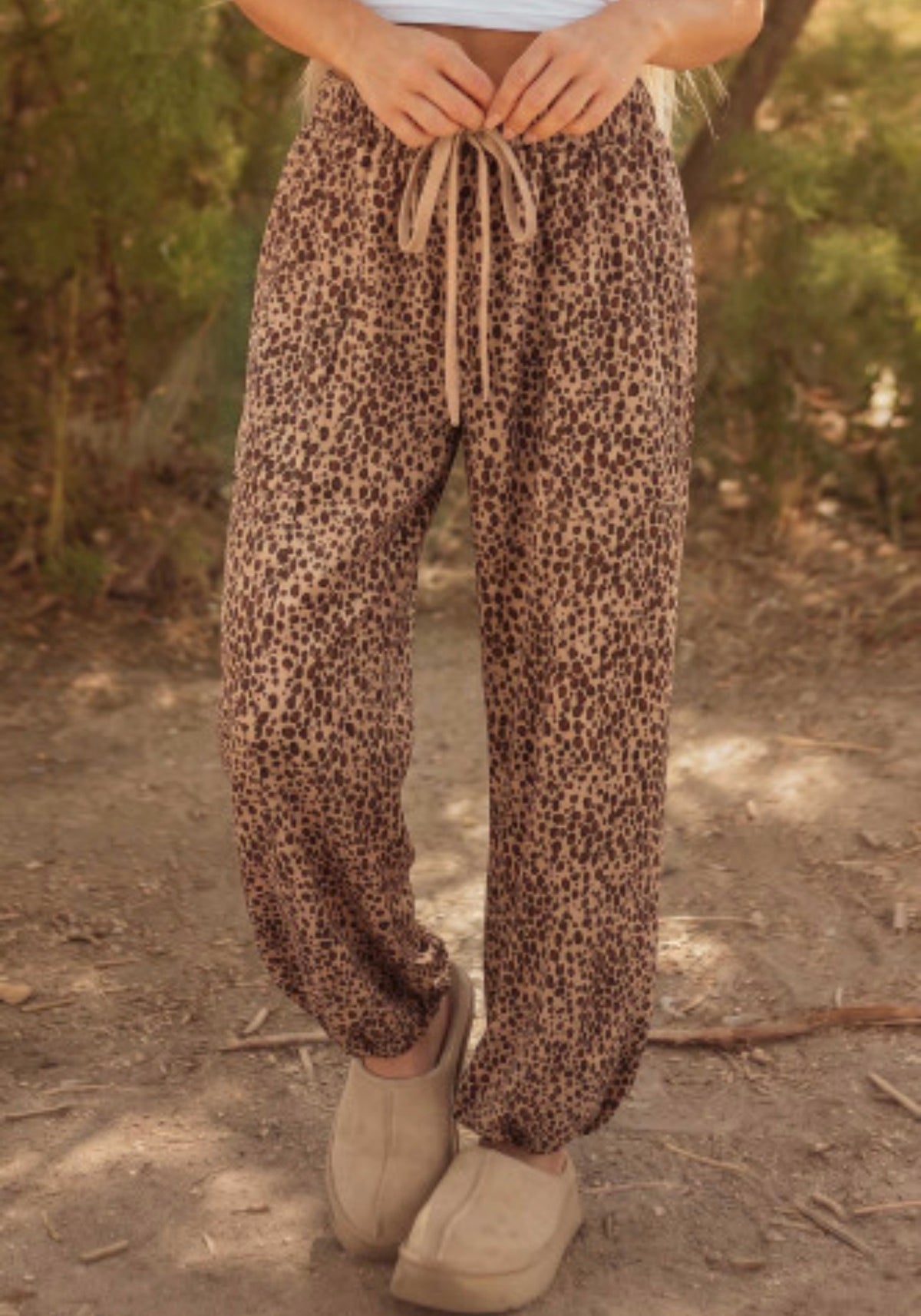 LEOPARD PRINT DRAWSTRING PANTS